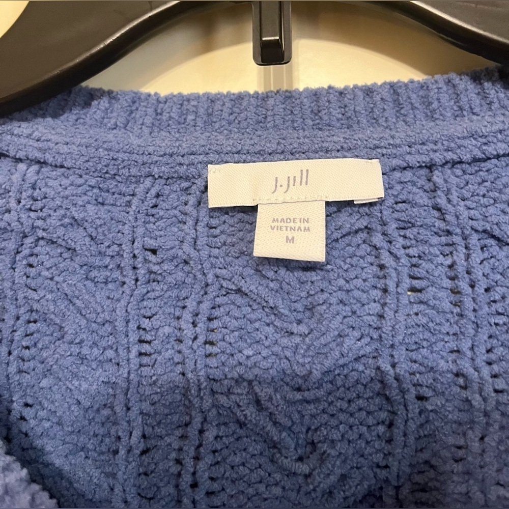 Blue JJill cable knit sweater sz Medium. - Picture 2 of 7